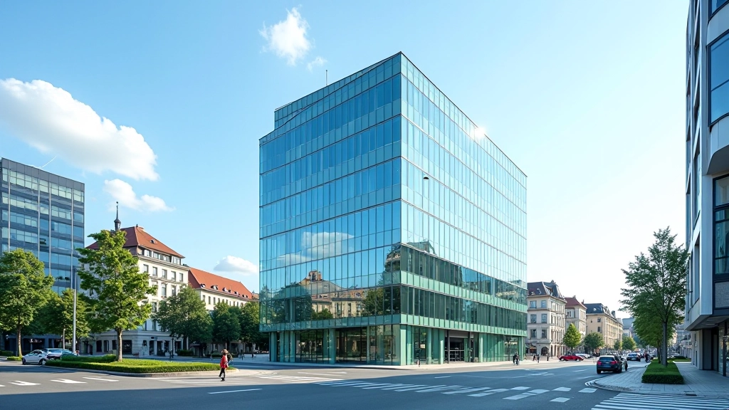 Moderní kancelářské centrum v centru Prahy s skleněnými fasádami